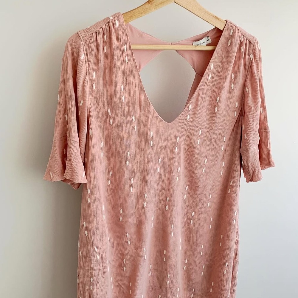 Gentle Fawn Blush Dress with White Accents
